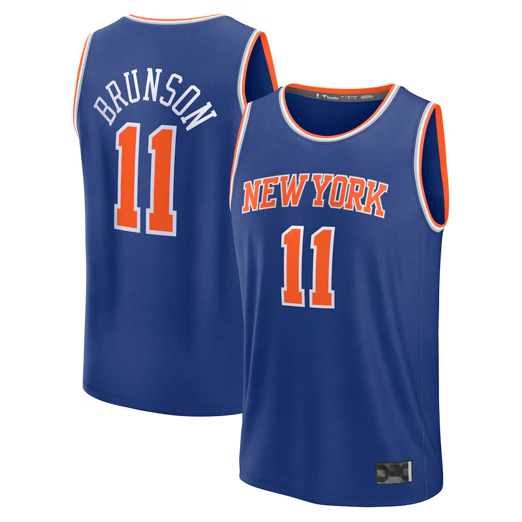Johmsee NY.Knicks #11 Jalen Brunson  Blue Fast Break Replica Player Jerseys - Icon Edition