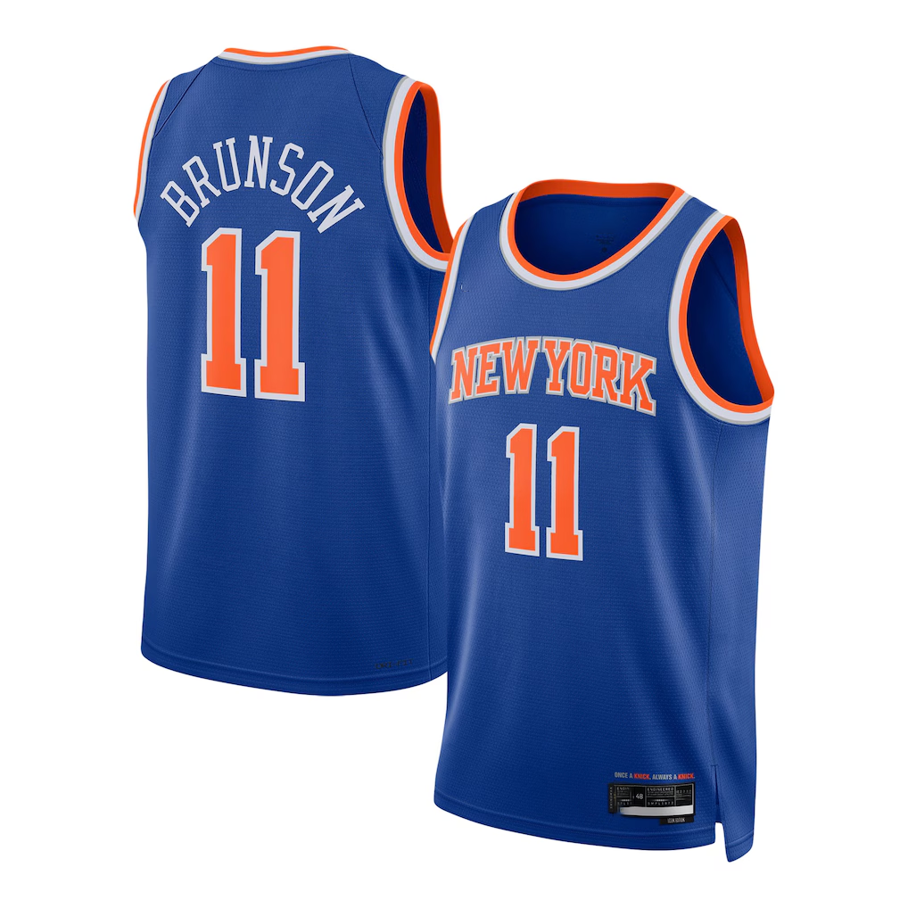Johmsee NY.Knicks #11 Jalen Brunson Blue Swingman Jerseys - Icon Edition