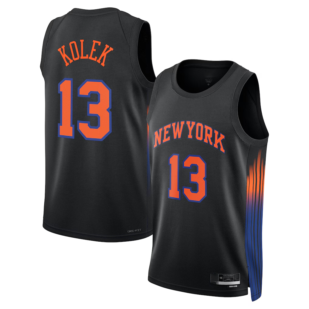 Johmsee NY.Knicks #13 Tyler Kolek Jordan Brand Black Swingman Jerseys - Statement Edition