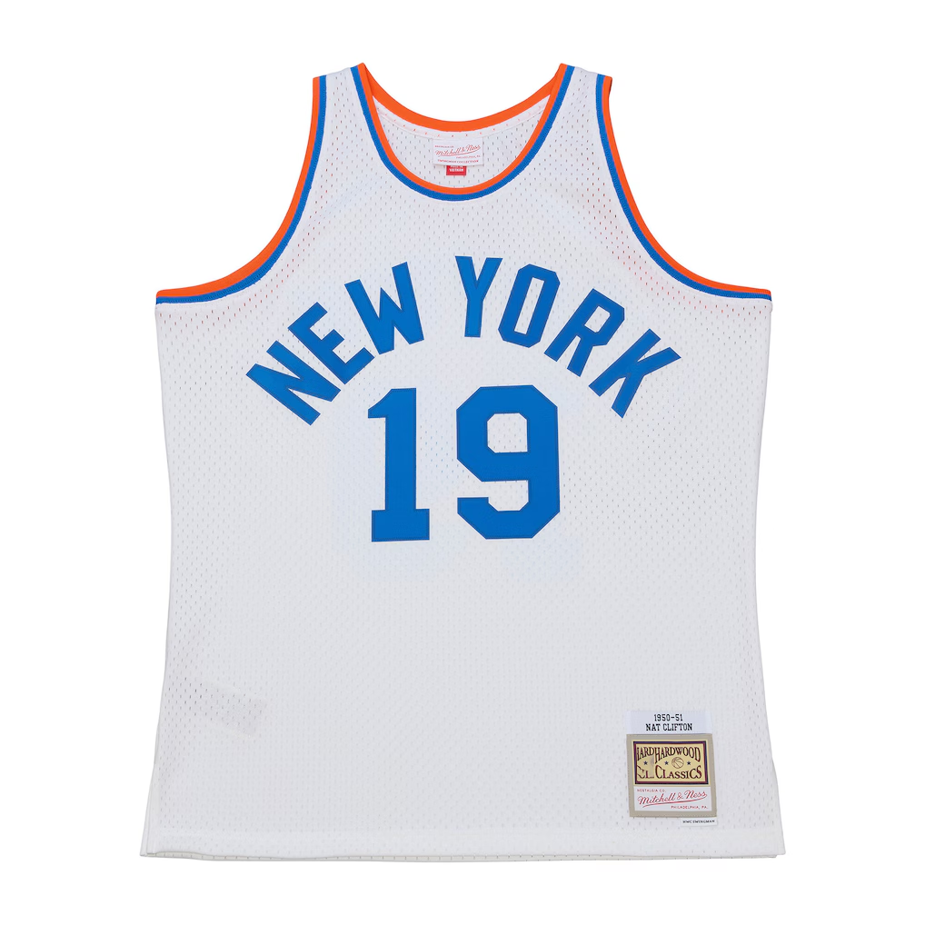 Johmsee NY.Knicks #19 Nathaniel Clifton Mitchell & Ness White 1950-51 Pioneers Swingman Jerseys