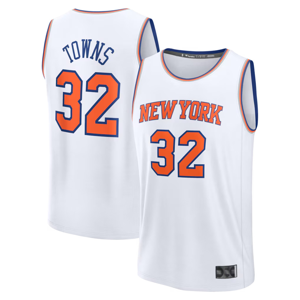 Johmsee NY.Knicks #32 Karl-Anthony Towns  White Fast Break Replica Player Jerseys - Association Edition
