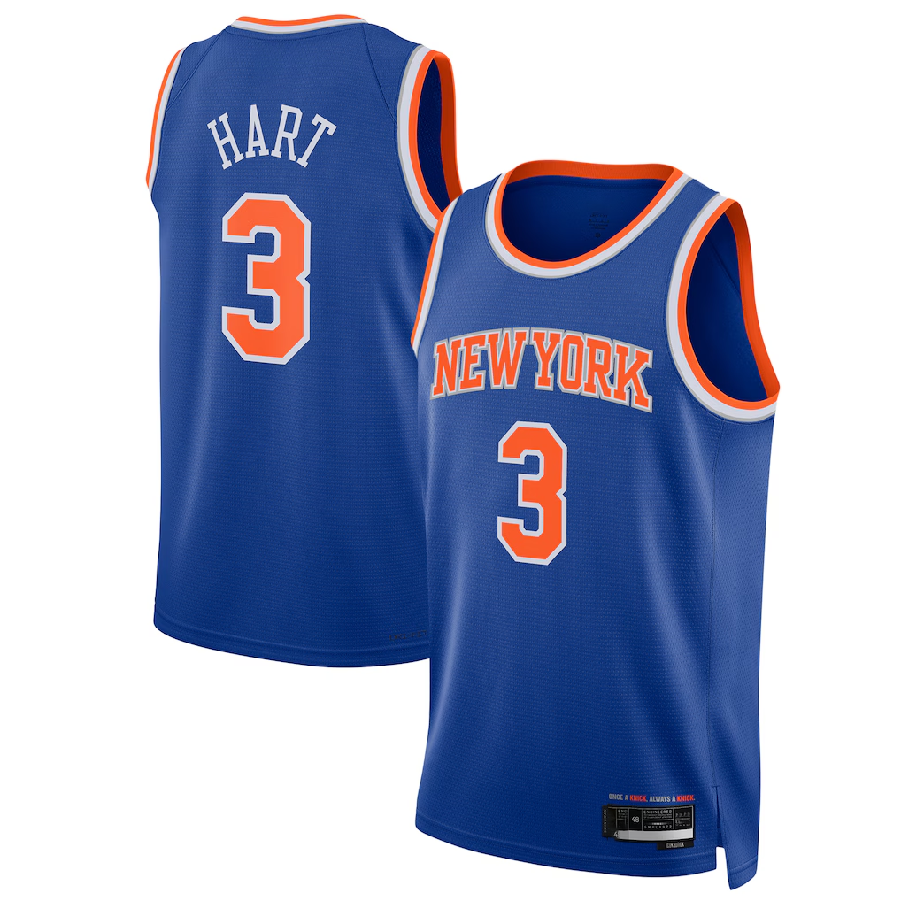 Johmsee NY.Knicks #3 Josh Hart Blue Swingman Player Jerseys - Icon Edition