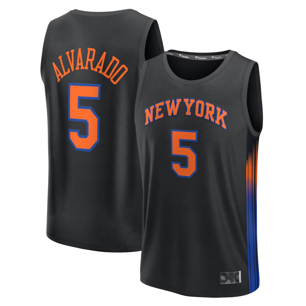Johmsee NY.Knicks #5 Jose Alvarado  Black Fast Break Replica Jerseys - Statement Edition