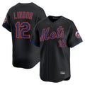 Johmsee NY.Mets #12 Francisco Lindor Player Black Alternate Home Limited Stitched Jerseys