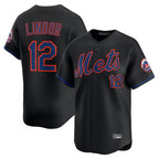 Johmsee NY.Mets #12 Francisco Lindor Player Black Alternate Home Limited Stitched Jerseys
