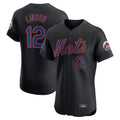 Johmsee NY.Mets #12 Francisco Lindor Player Black Home Limited Elite Stitched Jerseys