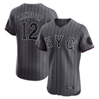 Johmsee NY.Mets #12 Francisco Lindor Player Gray City Connect Limited Elite Home Stitched Jerseys