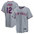 Johmsee NY.Mets #12 Francisco Lindor Player Gray Road Home Game Stitched Jerseys