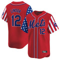 Johmsee NY.Mets #12 Francisco Lindor Player Red 2025 Independence Day Vapor Premier Limited  Stitched Jerseys