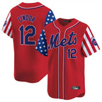 Johmsee NY.Mets #12 Francisco Lindor Player Red 2025 Independence Day Vapor Premier Limited  Stitched Jerseys
