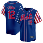 Johmsee NY.Mets #12 Francisco Lindor Player Royal 2025 Independence Day Vapor Premier Limited  Stitched Jerseys