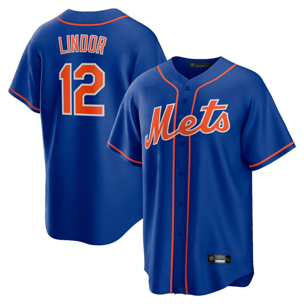 Johmsee NY.Mets #12 Francisco Lindor Player Royal Home Game Stitched Jerseys