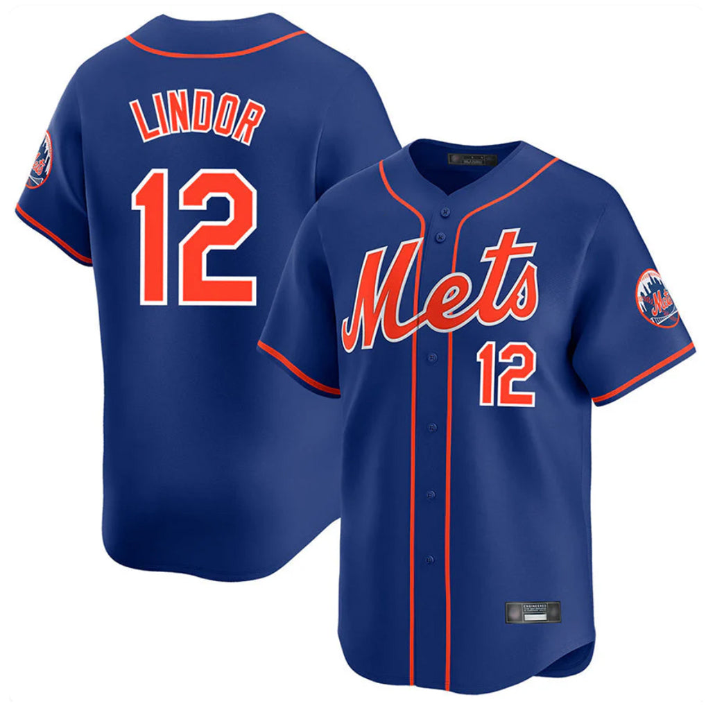 Johmsee NY.Mets #12 Francisco Lindor Player Royal Home Limited Stitched Jerseys