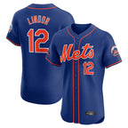 Johmsee NY.Mets #12 Francisco Lindor Player Royal Limited Elite Home Stitched Jerseys