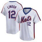 Johmsee NY.Mets #12 Francisco Lindor Player White Cooperstown Collection T-shirt Game Stitched Jerseys