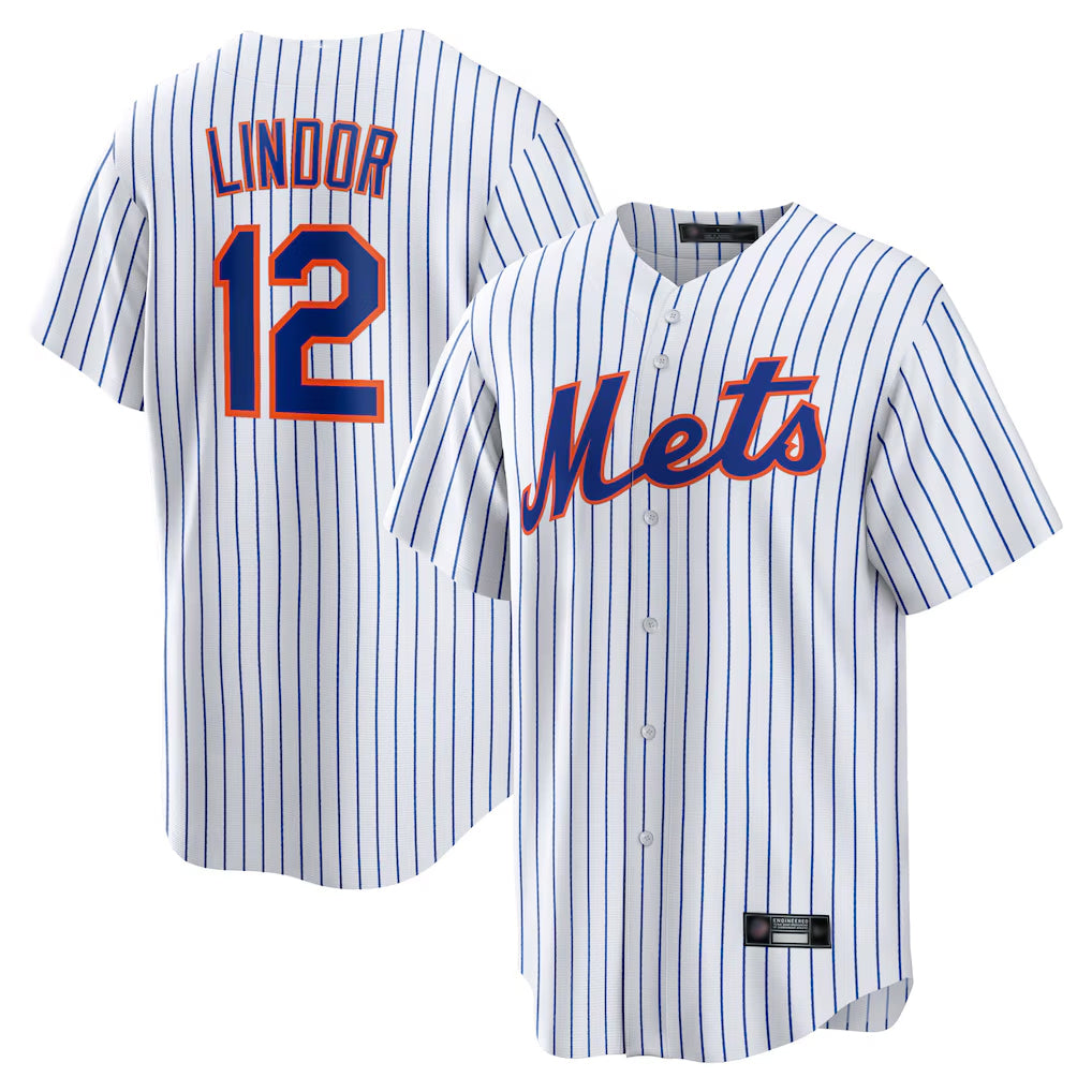 Johmsee NY.Mets #12 Francisco Lindor Player White Home Game Stitched Jerseys
