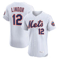 Johmsee NY.Mets #12 Francisco Lindor Player White Home Limited Elite Stitched Jerseys