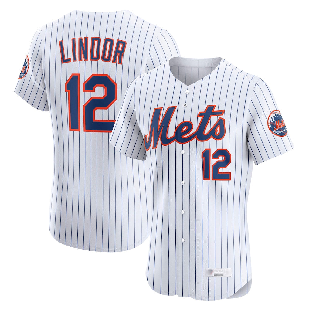 Johmsee NY.Mets #12 Francisco Lindor Player White Home Limited Elite Stitched Jerseys