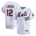 Johmsee NY.Mets #12 Francisco Lindor Player White Home Limited Stitched Jerseys
