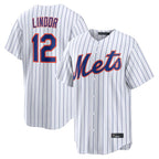 Johmsee NY.Mets #12 Francisco Lindor Player White Home Replica Stitched Jerseys