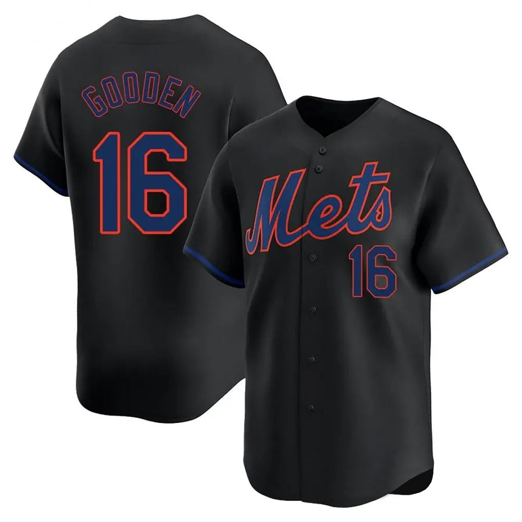 Johmsee NY.Mets #16 Dwight Gooden Player Black Alternate Home Limited Stitched Jerseys