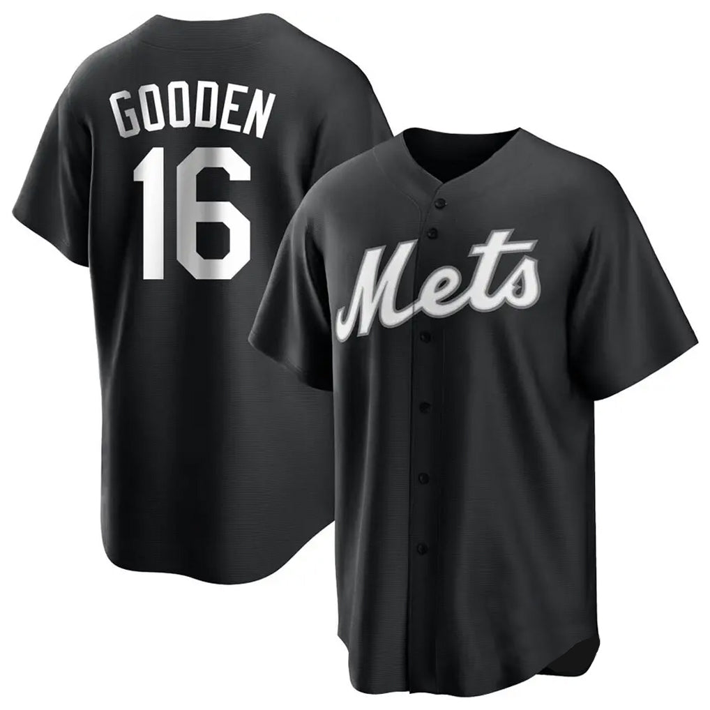 Johmsee NY.Mets #16 Dwight Gooden Player Black Home Game Stitched Jerseys