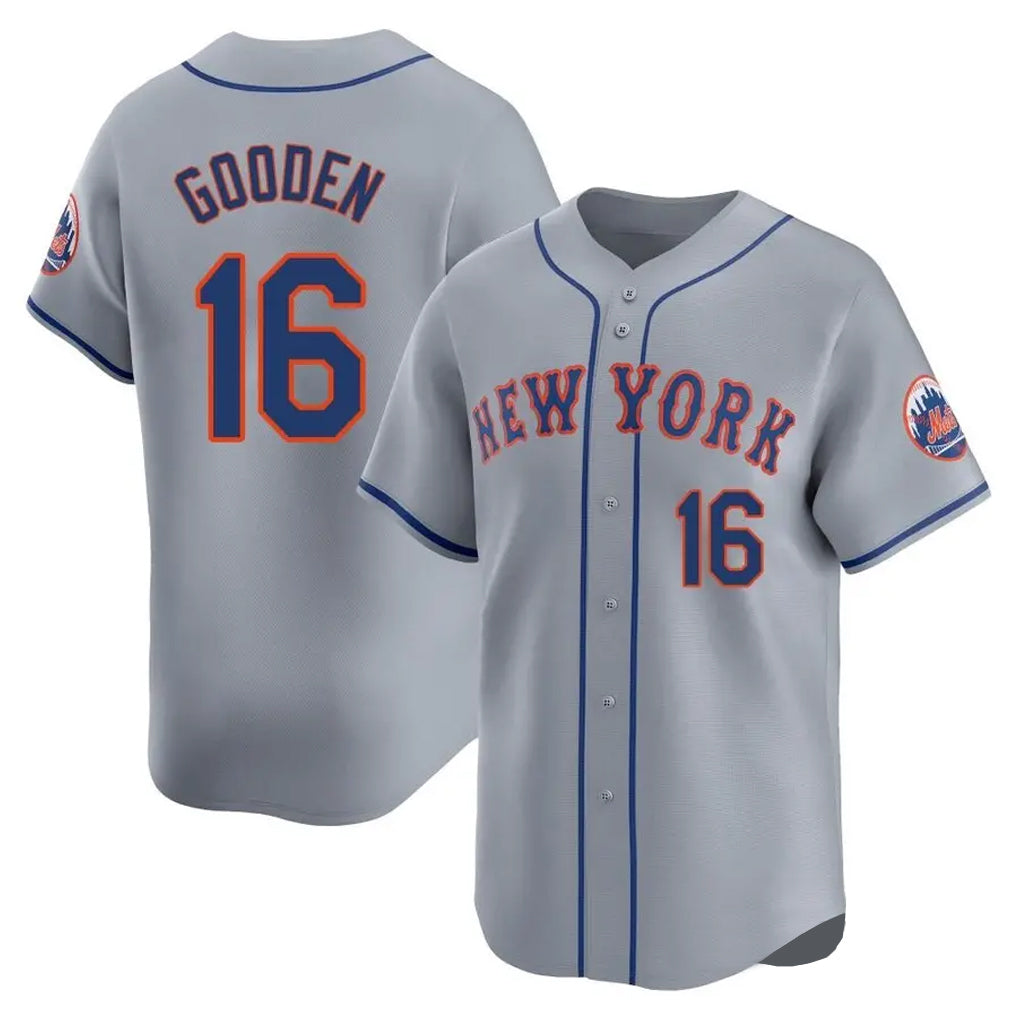 Johmsee NY.Mets #16 Dwight Gooden Player Gray Road Limited Home Stitched Jerseys