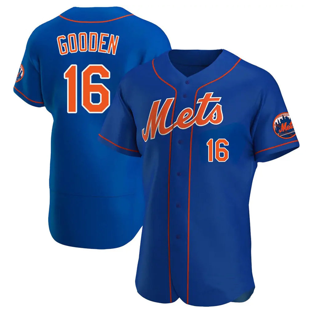 Johmsee NY.Mets #16 Dwight Gooden Player Royal Limited Elite Home Stitched Jerseys