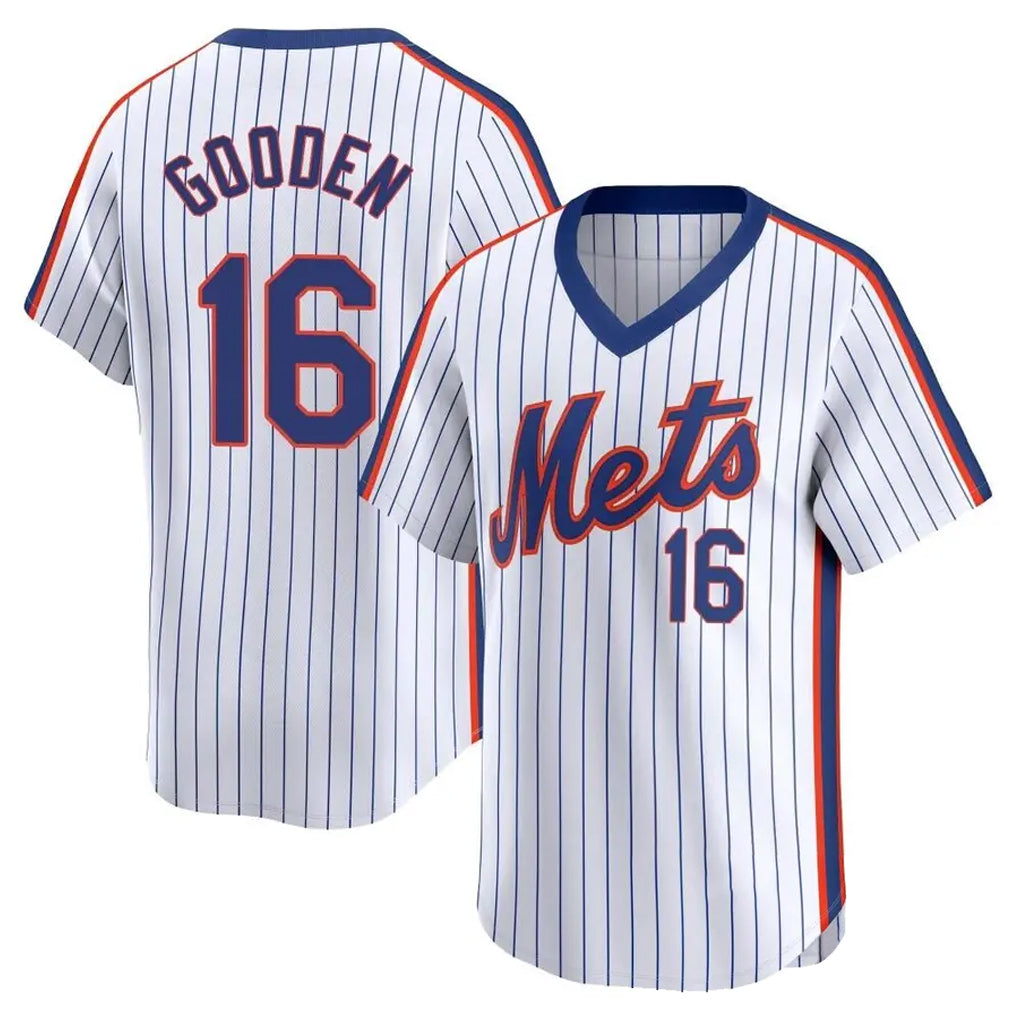 Johmsee NY.Mets #16 Dwight Gooden Player White Cooperstown Collection T-shirt Game Stitched Jerseys