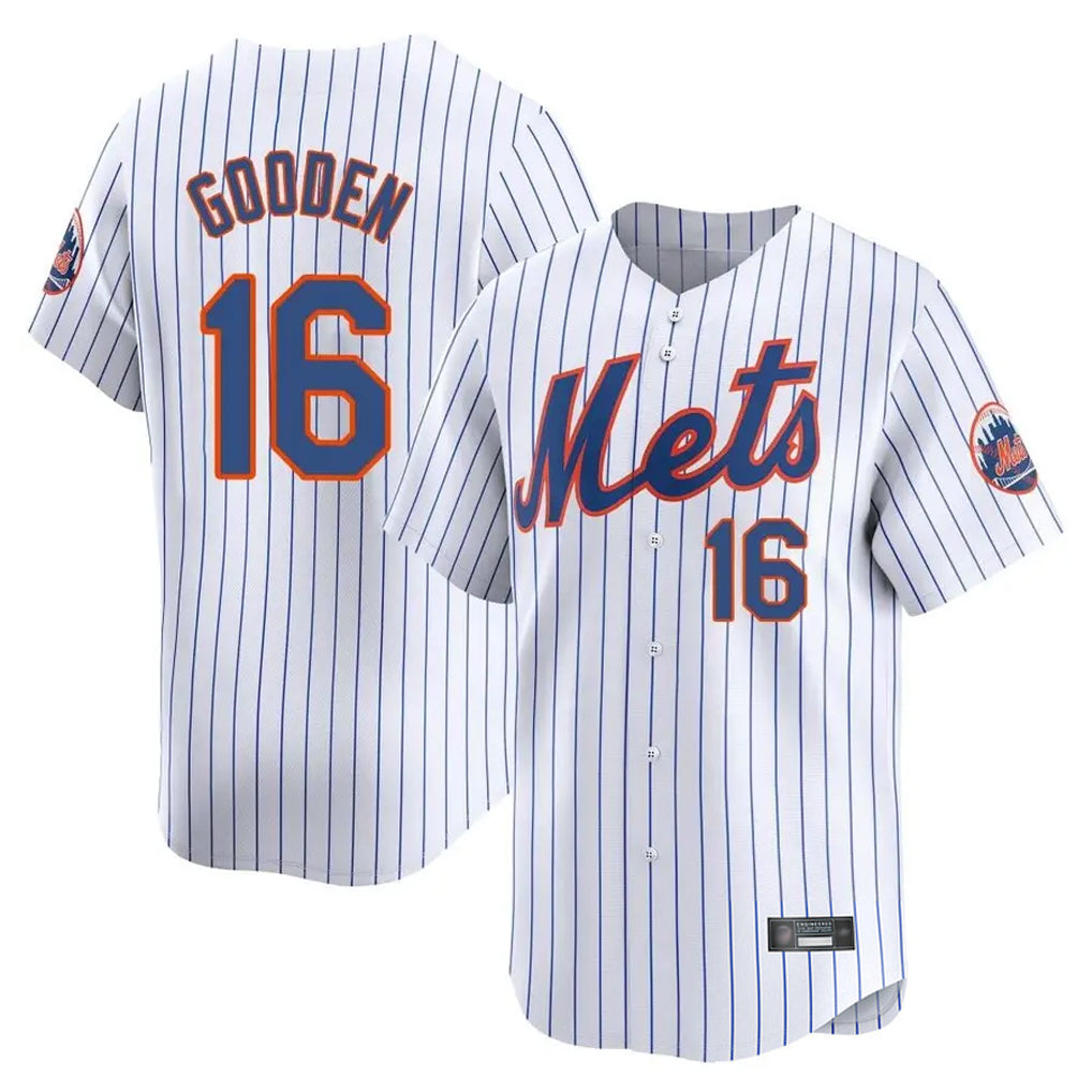 Johmsee NY.Mets #16 Dwight Gooden Player White Home Limited Stitched Jerseys