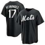 Johmsee NY.Mets #17 Keith Hernandez Player Black Home Game Stitched Jerseys