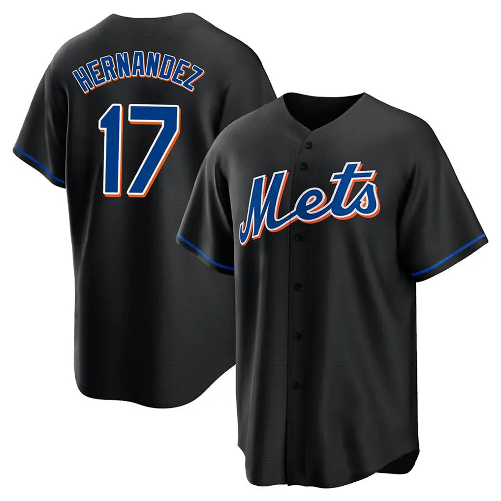 Johmsee NY.Mets #17 Keith Hernandez Player Black Replica Home Game Stitched Jerseys
