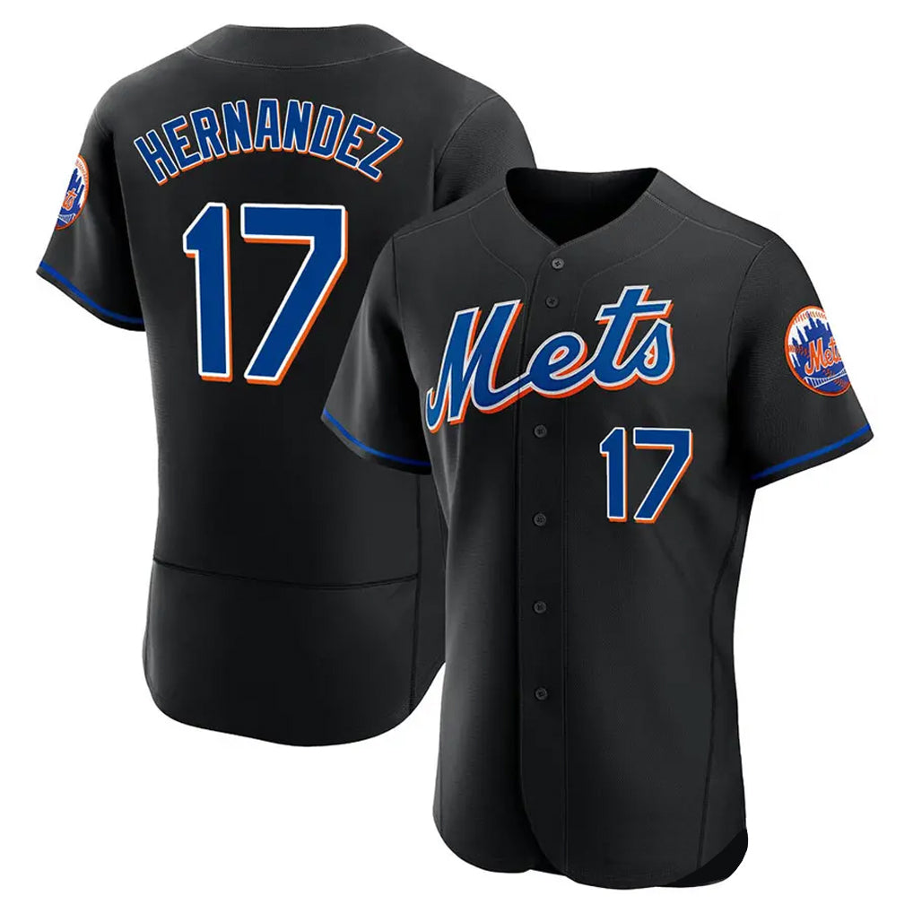 Johmsee NY.Mets #17 Keith Hernandez Player Black Replica Home Limited Elite Stitched Jerseys