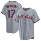 Johmsee NY.Mets #17 Keith Hernandez Player Gray Road Home Game Stitched Jerseys