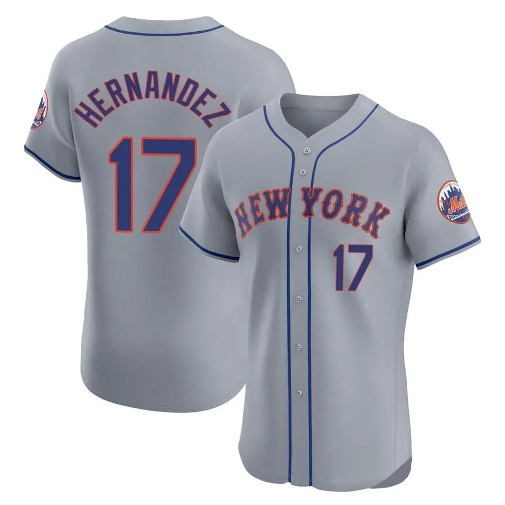 Johmsee NY.Mets #17 Keith Hernandez Player Gray Road Limited Elite Home Stitched Jerseys