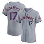 Johmsee NY.Mets #17 Keith Hernandez Player Gray Road Limited Elite Home Stitched Jerseys