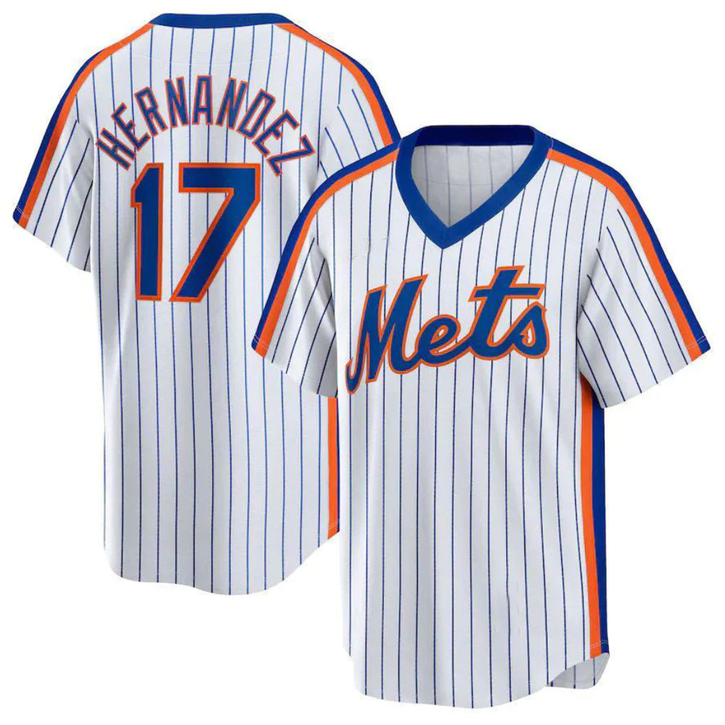 Johmsee NY.Mets #17 Keith Hernandez Player White Cooperstown Collection T-shirt Home Stitched Jerseys