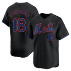 Johmsee NY.Mets #18 Darryl Strawberry Player Black Alternate Home Limited Stitched Jerseys