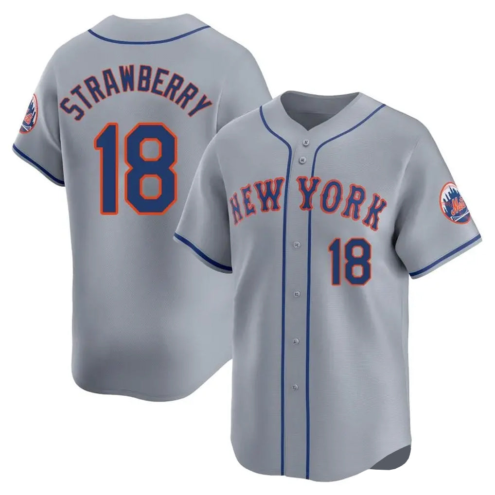 Johmsee NY.Mets #18 Darryl Strawberry Player Gray Road Limited Home Stitched Jerseys
