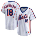 Johmsee NY.Mets #18 Darryl Strawberry Player White Cooperstown Collection T-shirt Game Stitched Jerseys