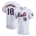 Johmsee NY.Mets #18 Darryl Strawberry Player White Home Limited Elite Stitched Jerseys