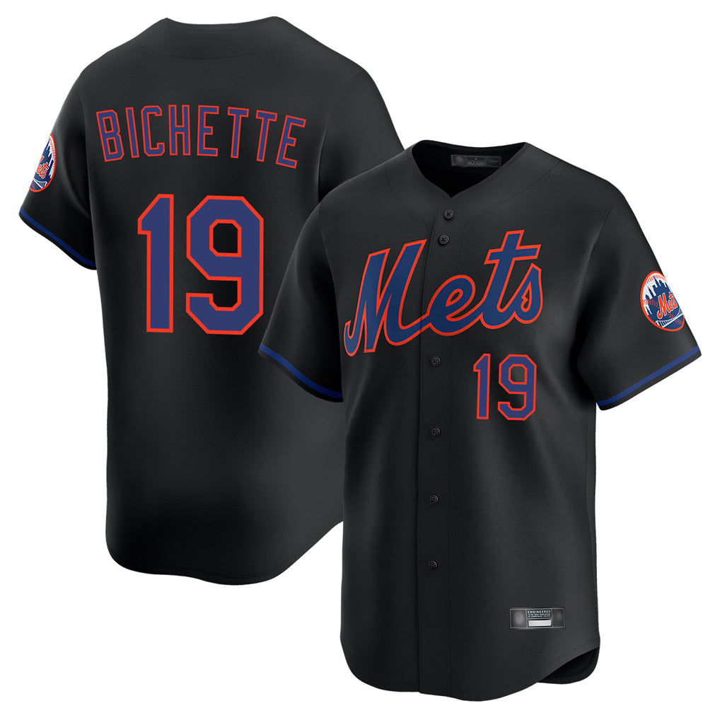 Johmsee NY.Mets #19 Bo Bichette Player Black Alternate Home Limited Stitched Jerseys