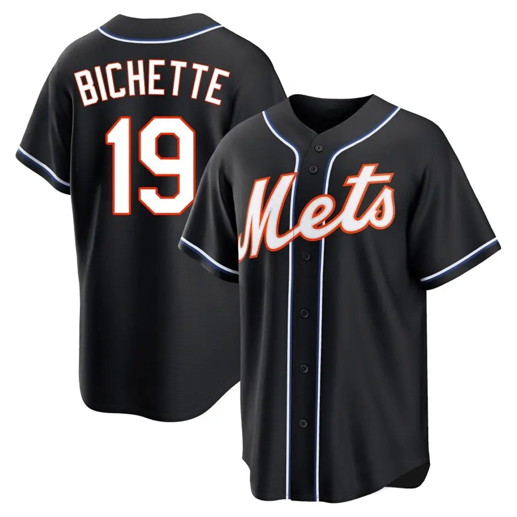 Johmsee NY.Mets #19 Bo Bichette Player Black Fashion Out Game Stitched Jerseys