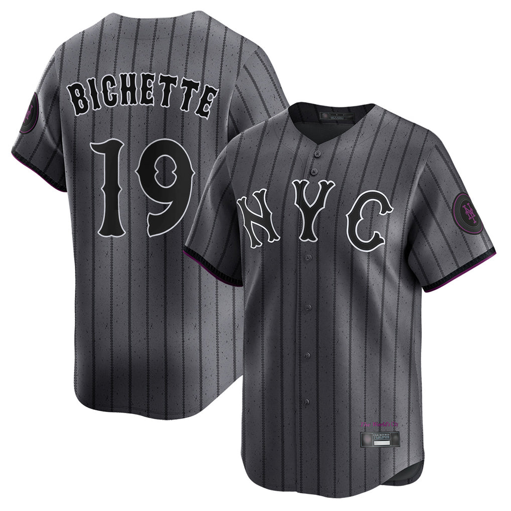 Johmsee NY.Mets #19 Bo Bichette Player Gray City Connect Limited Stitched Jerseys