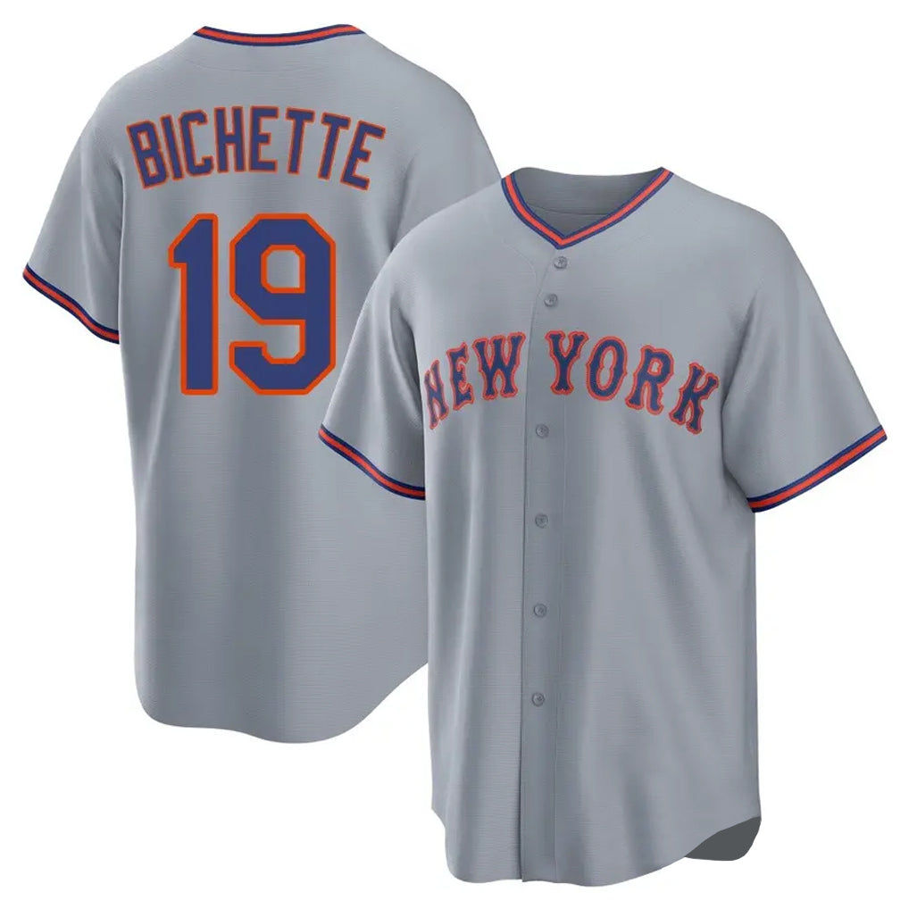 Johmsee NY.Mets #19 Bo Bichette Player Gray Road Home Game Stitched Jerseys
