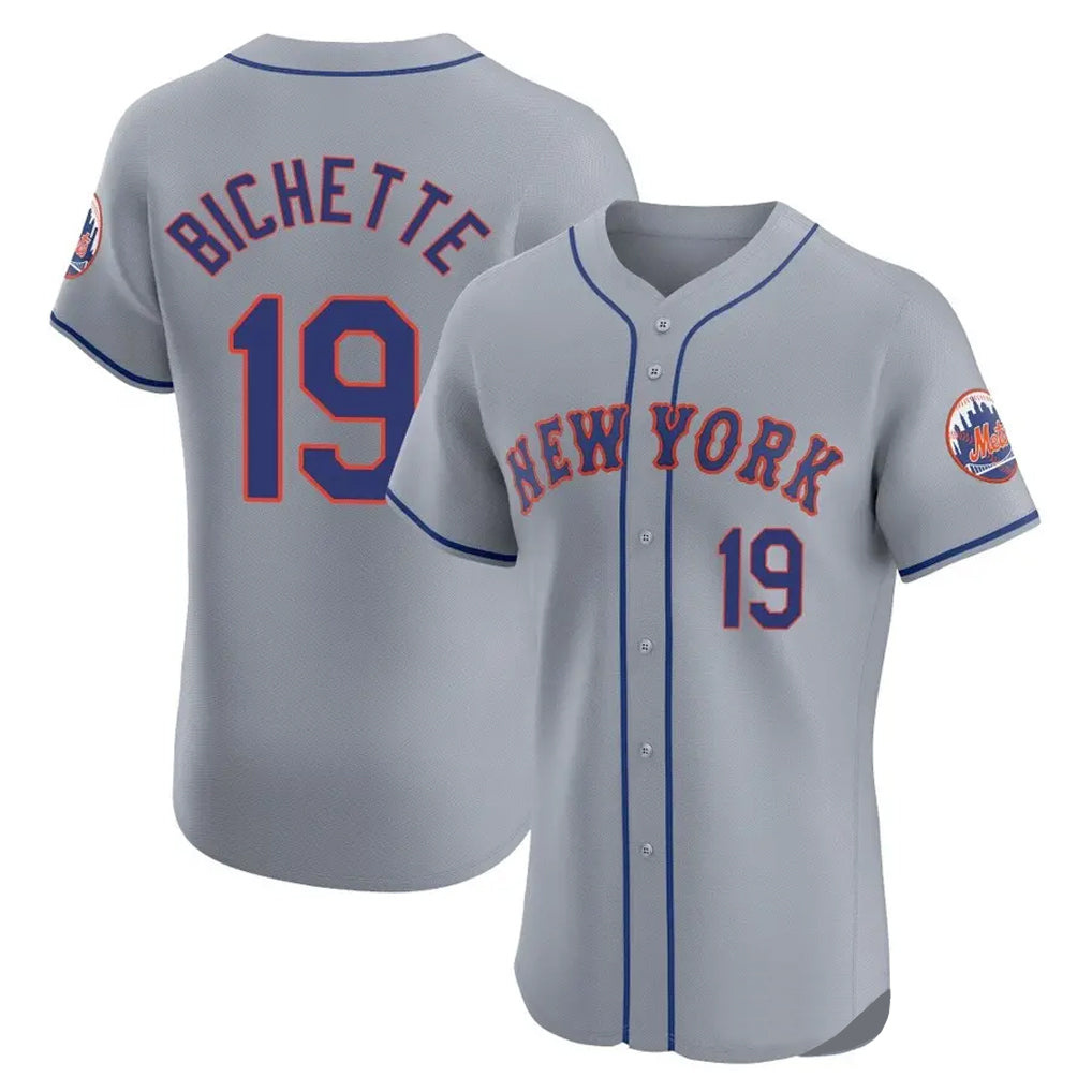 Johmsee NY.Mets #19 Bo Bichette Player Gray Road Limited Elite Home Stitched Jerseys