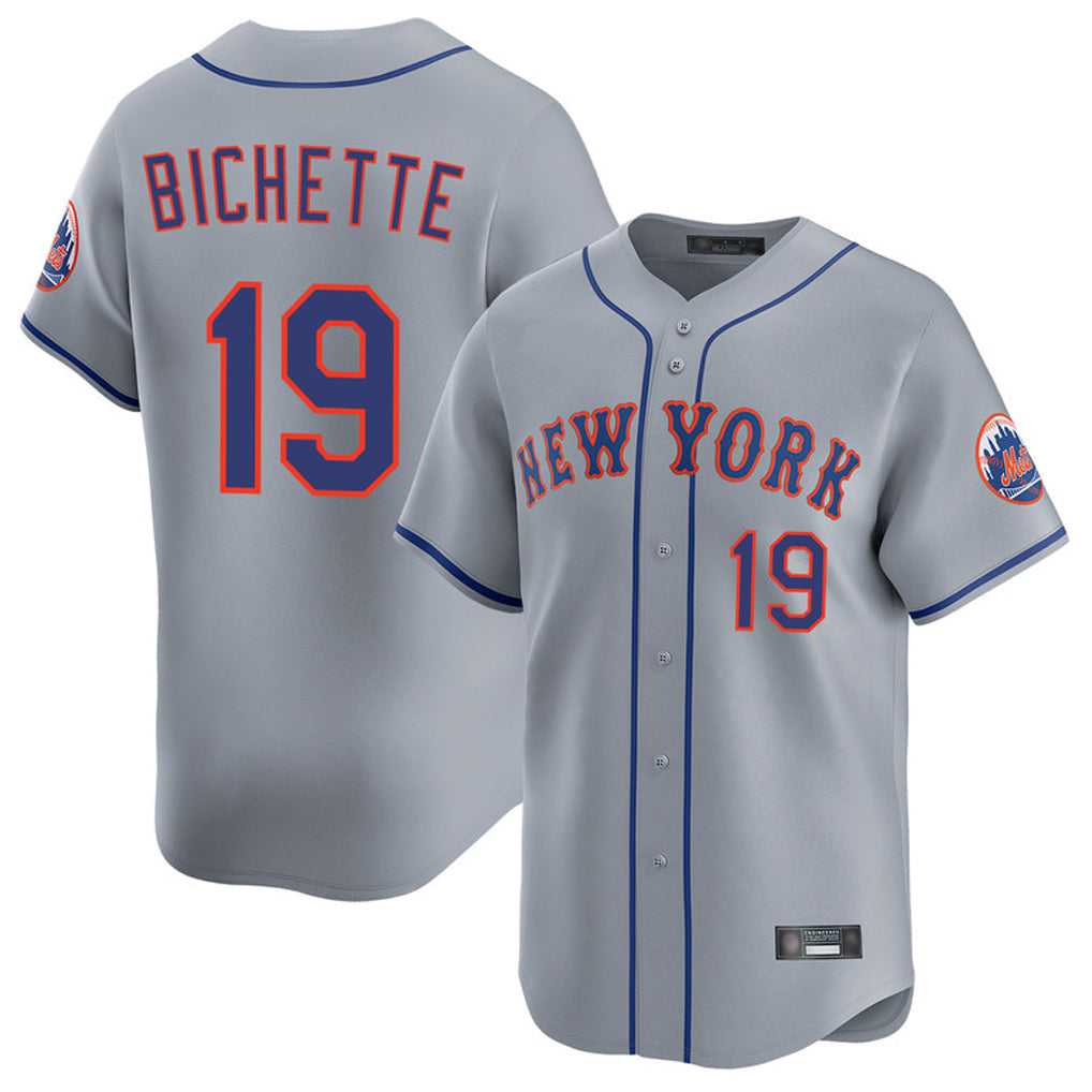 Johmsee NY.Mets #19 Bo Bichette Player Gray Road Limited Home Stitched Jerseys