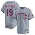 Johmsee NY.Mets #19 Bo Bichette Player Gray Road Limited Home Stitched Jerseys