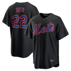 Johmsee NY.Mets #22 Juan Soto Player Black Alternate Home Game Stitched Jerseys