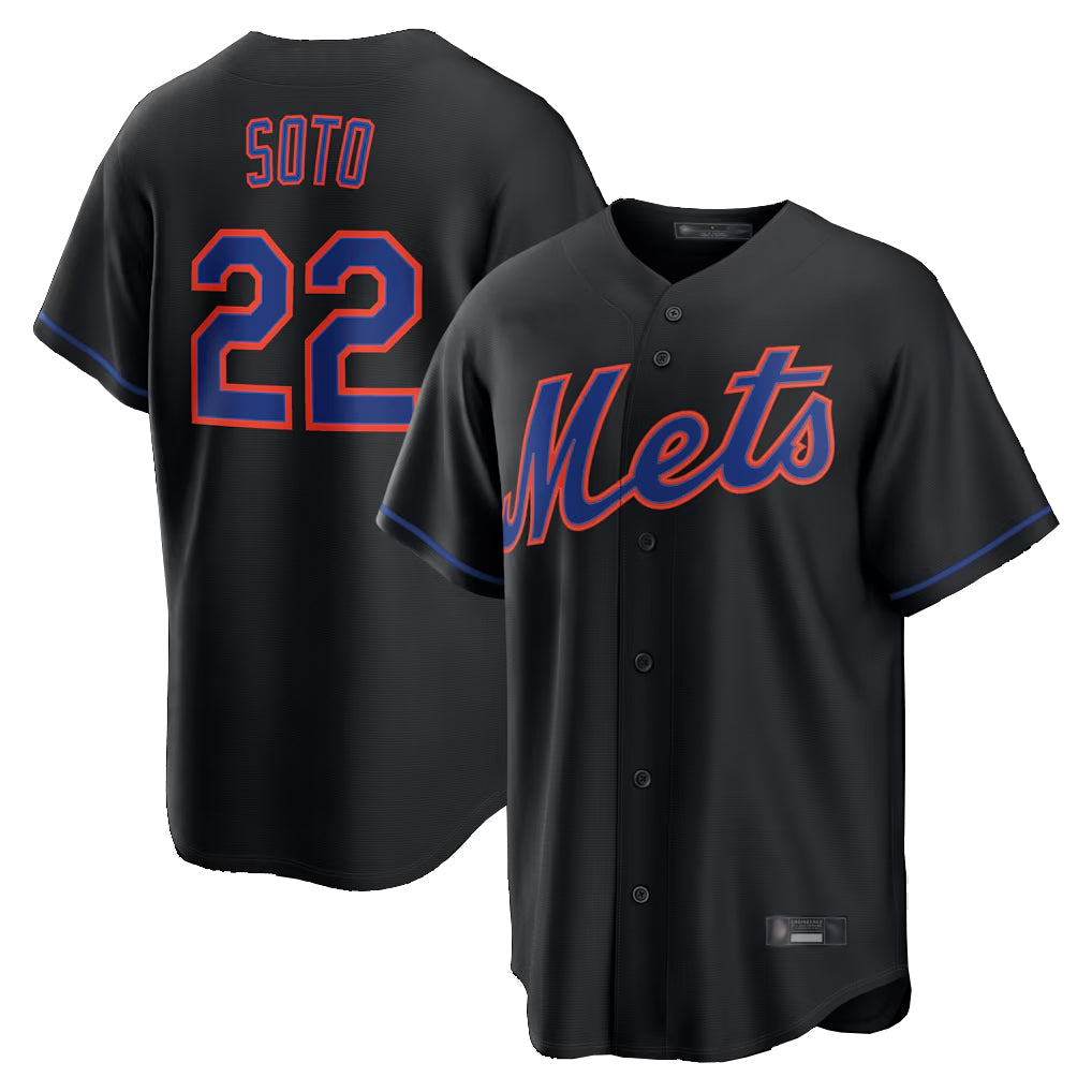 Johmsee NY.Mets #22 Juan Soto Player Black Alternate Home Game Stitched Jerseys